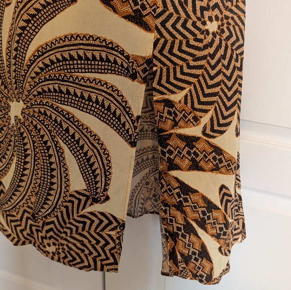 Farm Rio Midi Dress L Bodycon Long Sleeve Tropical Sand Yawanawa Vanahu - Picture 8 of 13